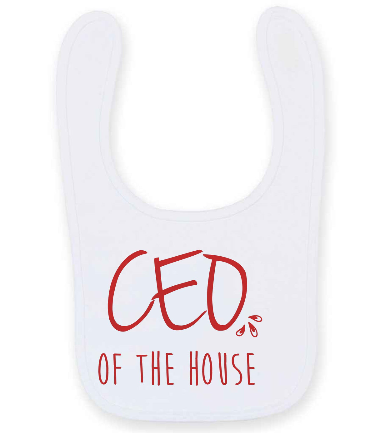 Ceo of the House – Larkwood Baby/Toddler Bib in White with Red vinyl