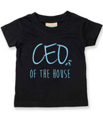 Ceo of the House – Baby T-Shirt in Black with Baby Blue vinyl