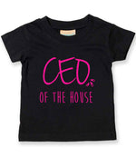 Ceo of the House – Baby T-Shirt in Black with Hot Pink vinyl