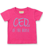 Ceo of the House – Baby T-Shirt in Fuchsia with Baby Blue vinyl