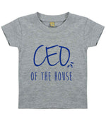 Ceo of the House – Baby T-Shirt in Heather Grey with Royal Blue vinyl