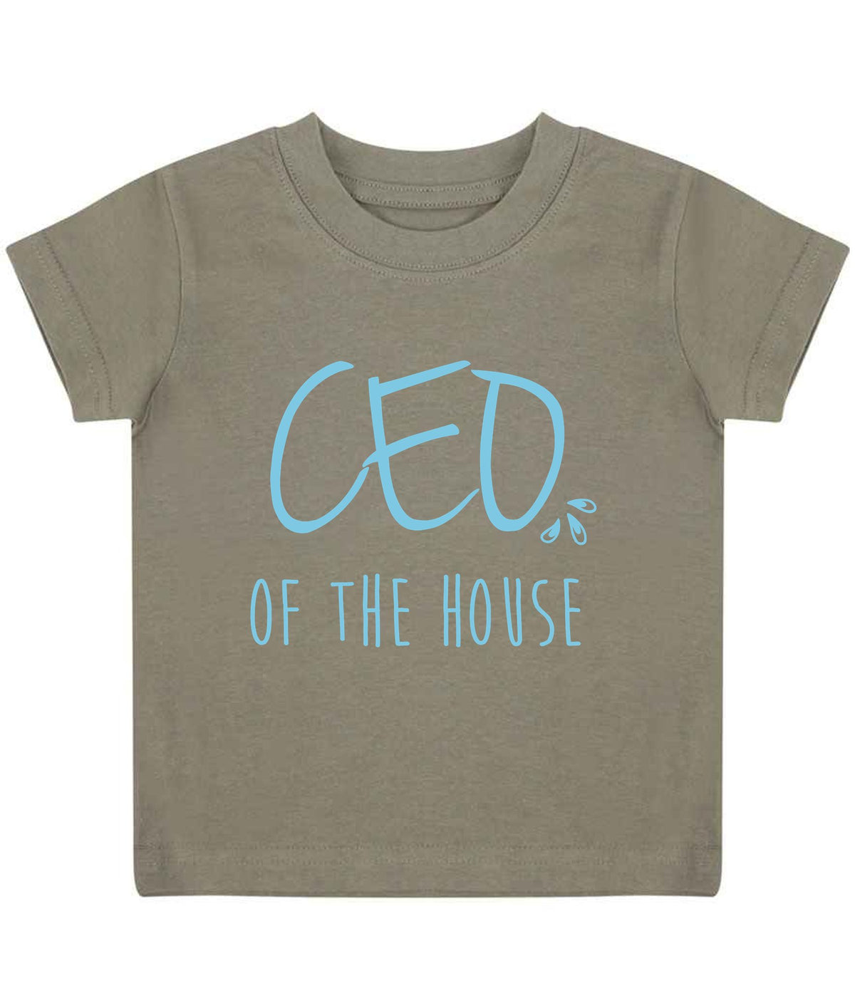 Ceo of the House – Baby T-Shirt in Khaki with Baby Blue vinyl