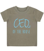 Ceo of the House – Baby T-Shirt in Khaki with Baby Blue vinyl