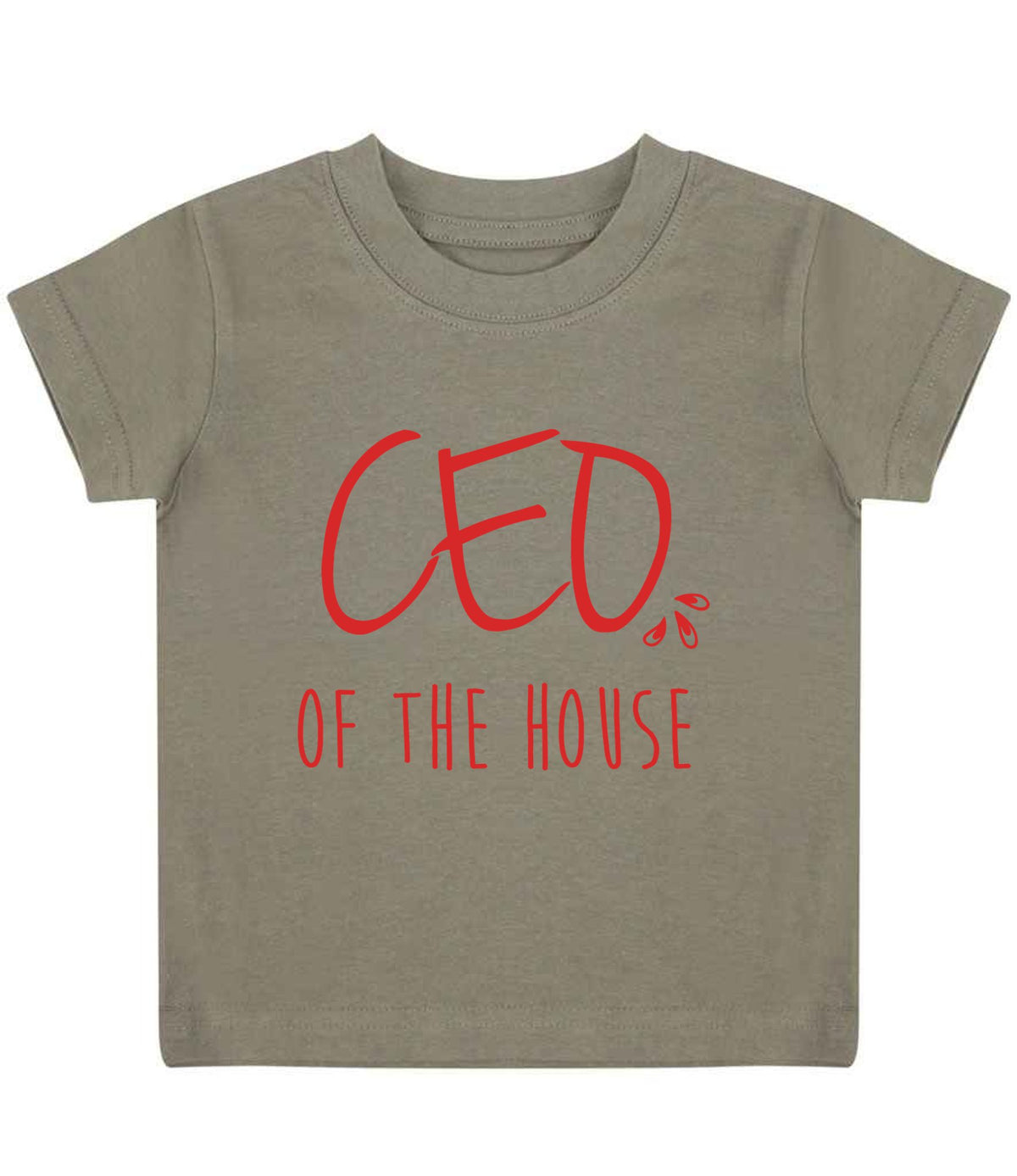 Ceo of the House – Baby T-Shirt in Khaki with Red vinyl