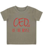 Ceo of the House – Baby T-Shirt in Khaki with Red vinyl
