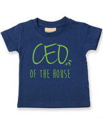 Ceo of the House – Baby T-Shirt in Navy with Apple Green vinyl