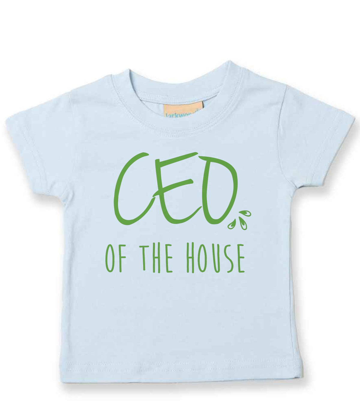 Ceo of the House – Baby T-Shirt in Pale Blue with Apple Green vinyl