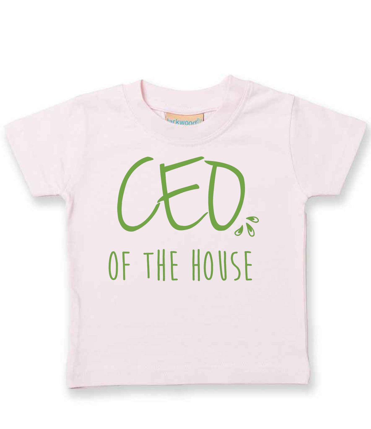 Ceo of the House – Baby T-Shirt in Pale Pink with Apple Green vinyl