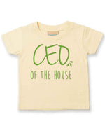 Ceo of the House – Baby T-Shirt in Pale Yellow with Apple Green vinyl
