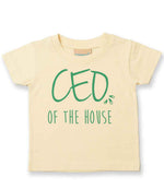 Ceo of the House – Baby T-Shirt in Pale Yellow with Mint vinyl