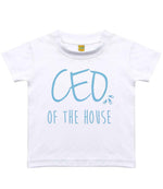 Ceo of the House – Baby T-Shirt in Sublimation White with Baby Blue vinyl