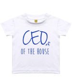 Ceo of the House – Baby T-Shirt in Sublimation White with Royal Blue vinyl