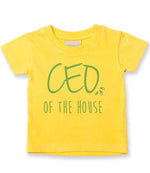 Ceo of the House – Baby T-Shirt in Sunflower with Baby Blue vinyl