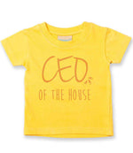 Ceo of the House – Baby T-Shirt in Sunflower with Baby Pink vinyl