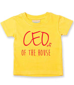 Ceo of the House – Baby T-Shirt in Sunflower with Hot Pink vinyl