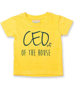 Ceo of the House – Baby T-Shirt in Sunflower with Royal Blue vinyl
