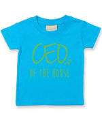 Ceo of the House – Baby T-Shirt in Turquoise Blue with Apple Green vinyl