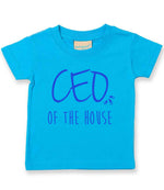 Ceo of the House – Baby T-Shirt in Turquoise Blue with Royal Blue vinyl