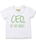 Ceo of the House – Baby T-Shirt in White with Apple Green vinyl