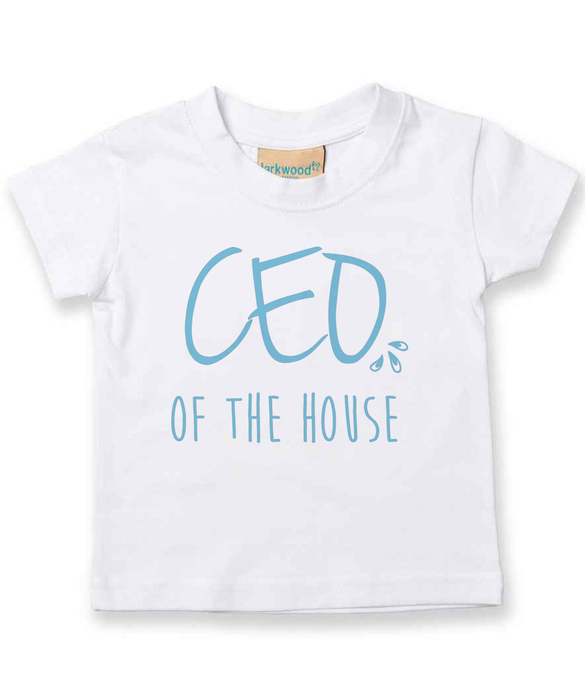 Ceo of the House – Baby T-Shirt in White with Baby Blue vinyl