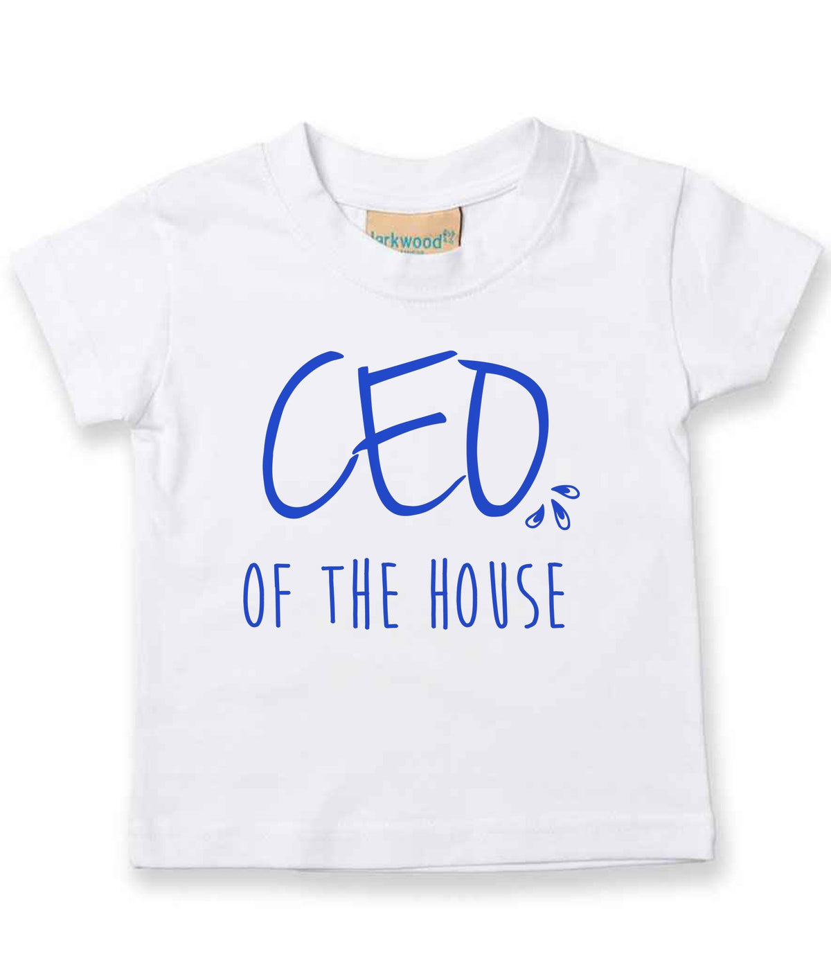 Ceo of the House – Baby T-Shirt in White with Royal Blue vinyl