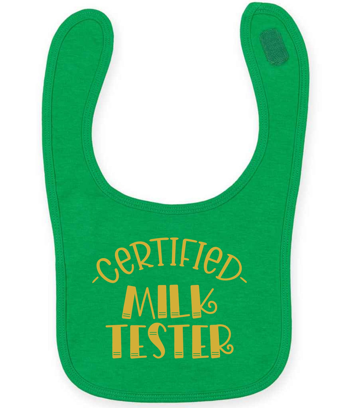 Certified Milk Tester – Larkwood Baby/Toddler Bib in Kelly Green with Gold vinyl