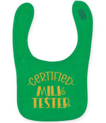 Certified Milk Tester – Larkwood Baby/Toddler Bib in Kelly Green with Gold vinyl