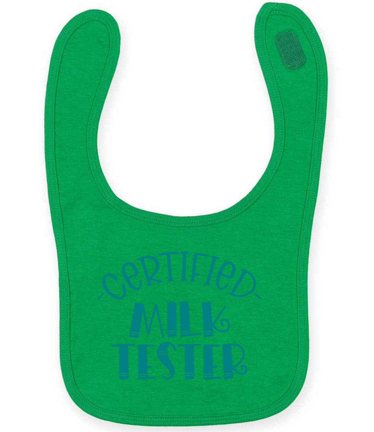Certified Milk Tester – Larkwood Baby/Toddler Bib in Kelly Green with Teal vinyl