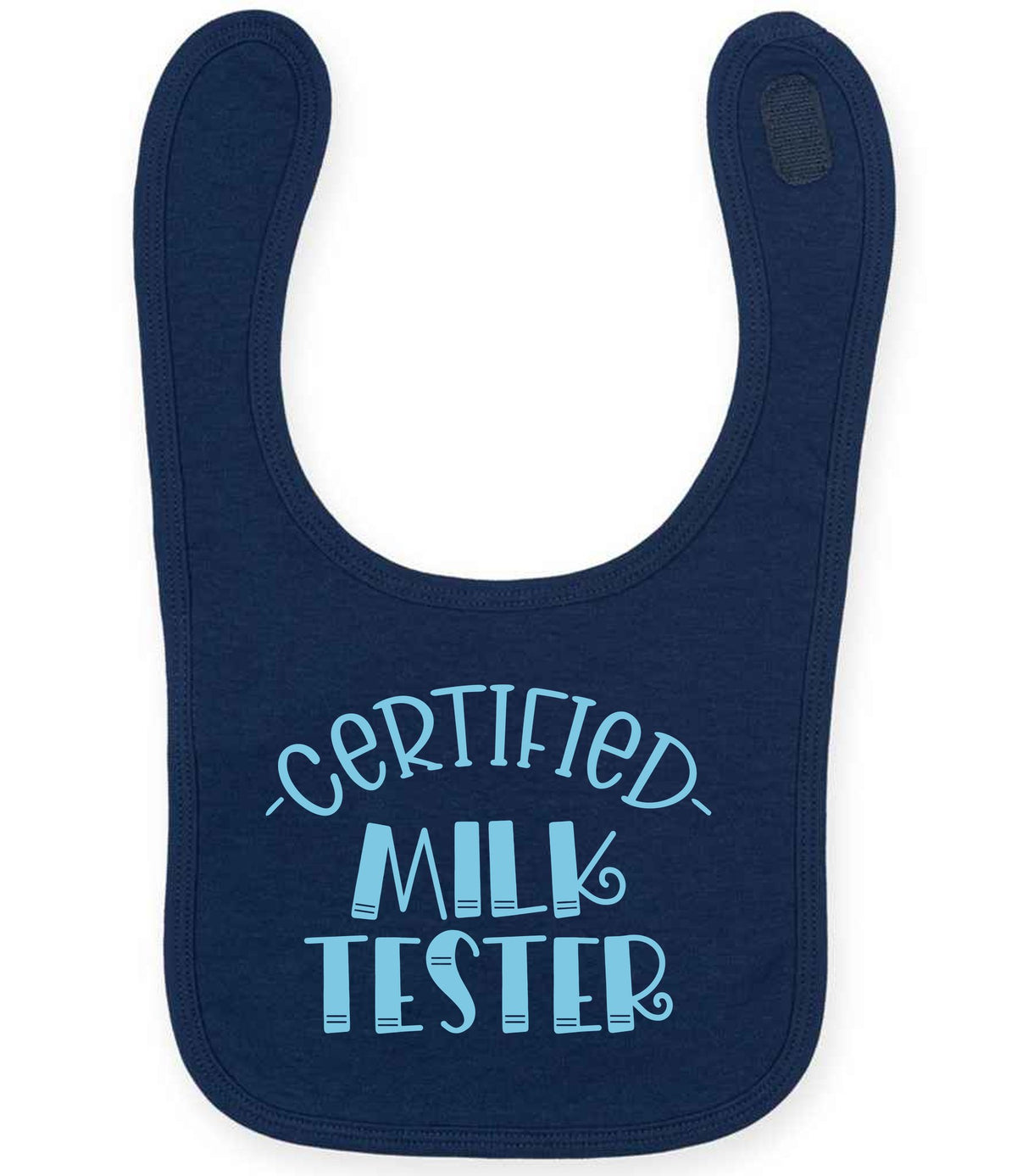 Certified Milk Tester – Larkwood Baby/Toddler Bib in Navy with Baby Blue vinyl