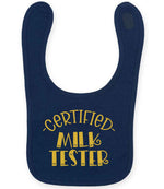 Certified Milk Tester – Larkwood Baby/Toddler Bib in Navy with Gold vinyl