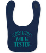 Certified Milk Tester – Larkwood Baby/Toddler Bib in Navy with Teal vinyl