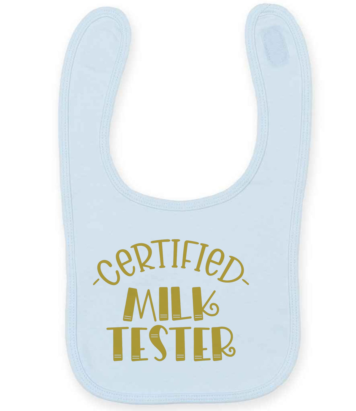 Certified Milk Tester – Larkwood Baby/Toddler Bib in Pale Blue with Gold vinyl