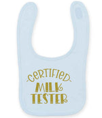 Certified Milk Tester – Larkwood Baby/Toddler Bib in Pale Blue with Gold vinyl