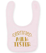 Certified Milk Tester – Larkwood Baby/Toddler Bib in Pale Pink with Gold vinyl
