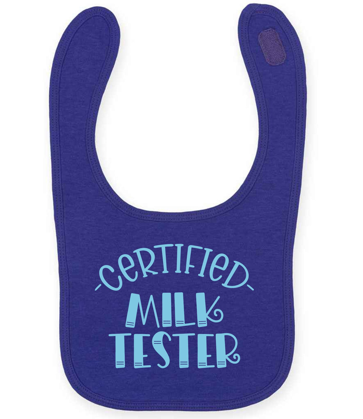 Certified Milk Tester – Larkwood Baby/Toddler Bib in Purple with Baby Blue vinyl