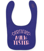 Certified Milk Tester – Larkwood Baby/Toddler Bib in Purple with Baby Pink vinyl