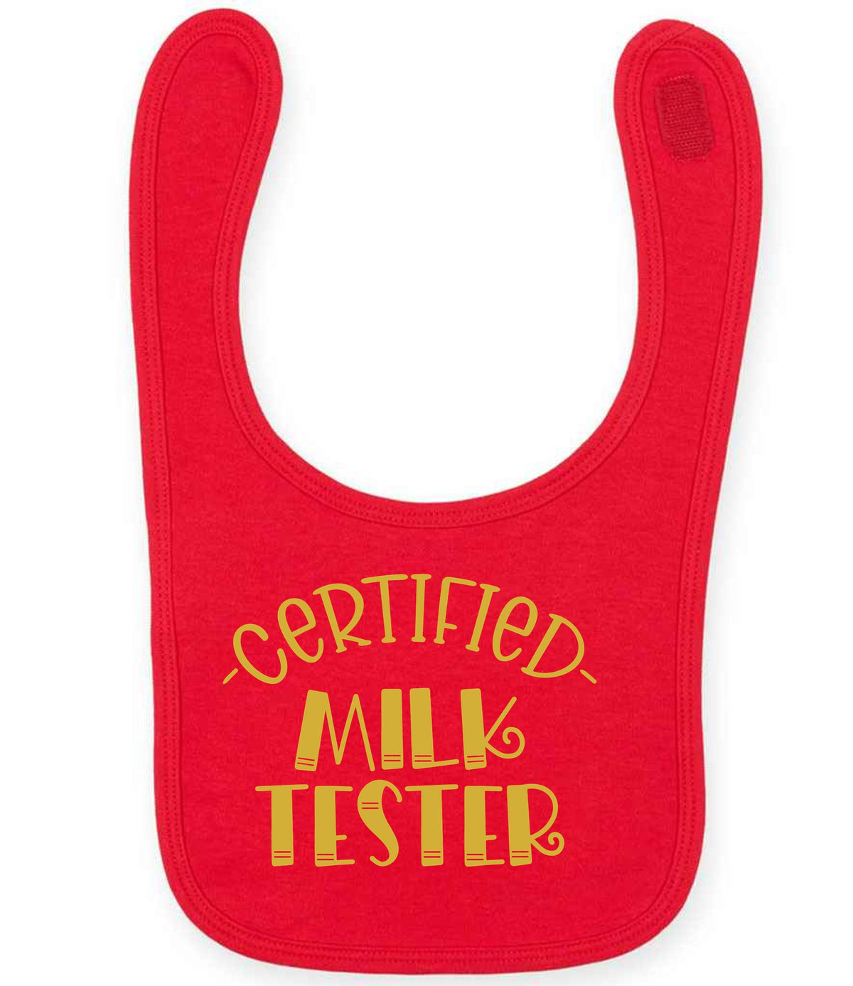 Certified Milk Tester – Larkwood Baby/Toddler Bib in Red with Gold vinyl