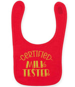 Certified Milk Tester – Larkwood Baby/Toddler Bib in Red with Gold vinyl