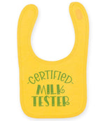 Certified Milk Tester – Larkwood Baby/Toddler Bib in Sunflower with Baby Blue vinyl
