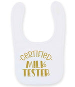 Certified Milk Tester – Larkwood Baby/Toddler Bib in White with Gold vinyl
