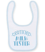Certified Milk Tester – Larkwood Baby/Toddler Bib in White/Pale Blue with Baby Blue vinyl