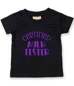 Certified Milk Tester – Baby T-Shirt in Black with Purple vinyl