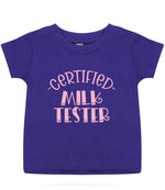 Certified Milk Tester – Baby T-Shirt in Purple with Baby Pink vinyl