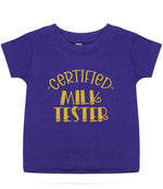 Certified Milk Tester – Baby T-Shirt in Purple with Gold vinyl
