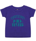 Certified Milk Tester – Baby T-Shirt in Purple with Teal vinyl