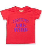 Certified Milk Tester – Baby T-Shirt in Red with Purple vinyl
