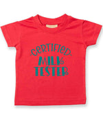 Certified Milk Tester – Baby T-Shirt in Red with Teal vinyl