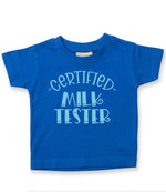Certified Milk Tester – Baby T-Shirt in Royal Blue with Baby Blue vinyl