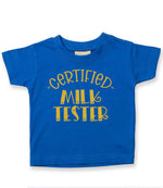 Certified Milk Tester – Baby T-Shirt in Royal Blue with Gold vinyl