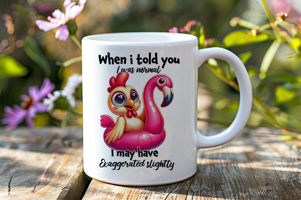 Chicken Flamingo Float standard mug in white